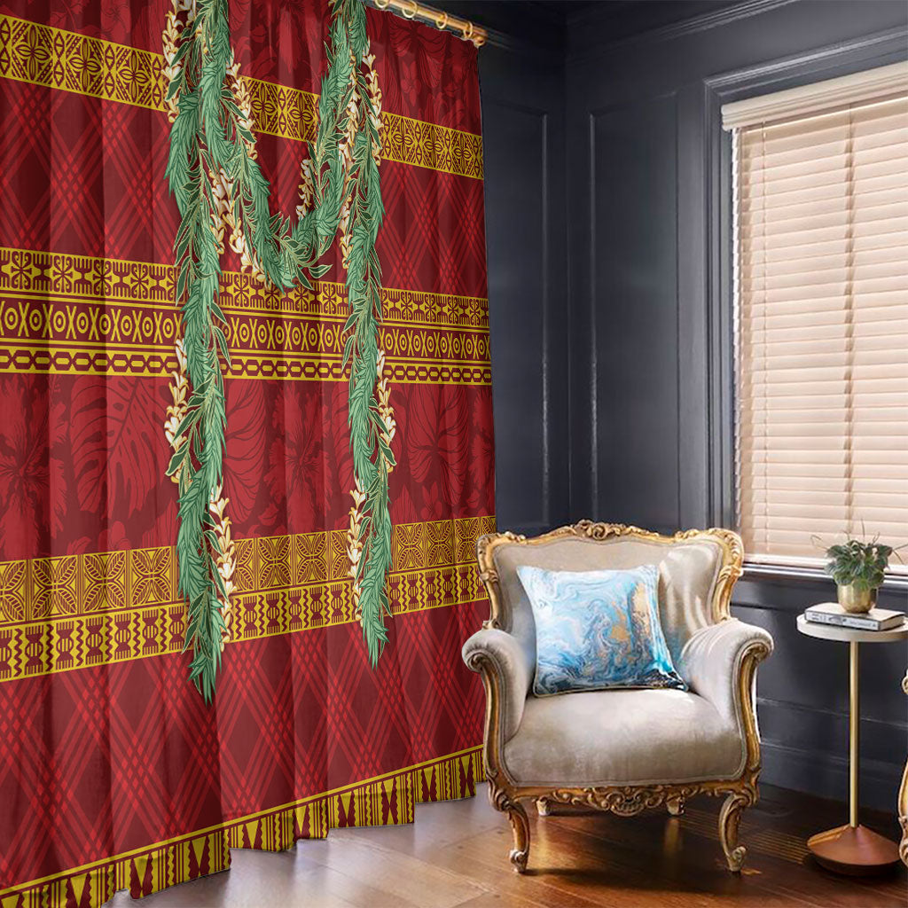 Hawai'i Paniolo Maile Twisted Lei Window Curtain Hilo Royal Red LT7 - Polynesian Pride