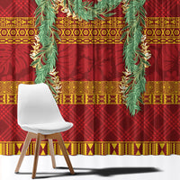 Hawai'i Paniolo Maile Twisted Lei Window Curtain Hilo Royal Red LT7 - Polynesian Pride