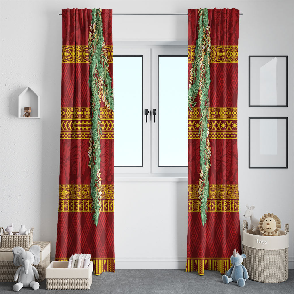 Hawai'i Paniolo Maile Twisted Lei Window Curtain Hilo Royal Red LT7 - Polynesian Pride