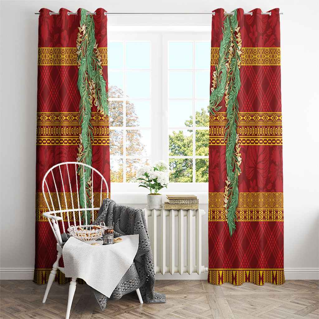 Hawai'i Paniolo Maile Twisted Lei Window Curtain Hilo Royal Red LT7 - Polynesian Pride