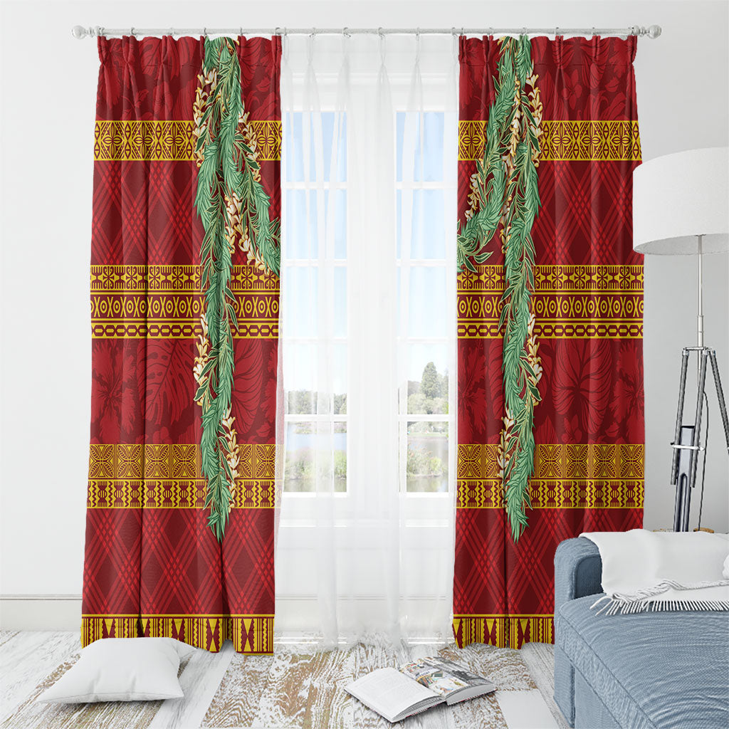 Hawai'i Paniolo Maile Twisted Lei Window Curtain Hilo Royal Red LT7 - Polynesian Pride