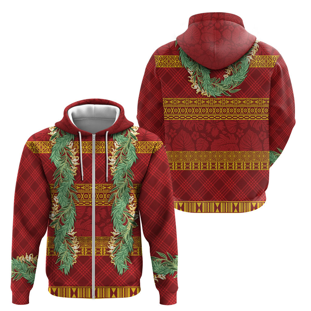 Hawai'i Paniolo Maile Twisted Lei Zip Hoodie Hilo Royal Red LT7 - Polynesian Pride
