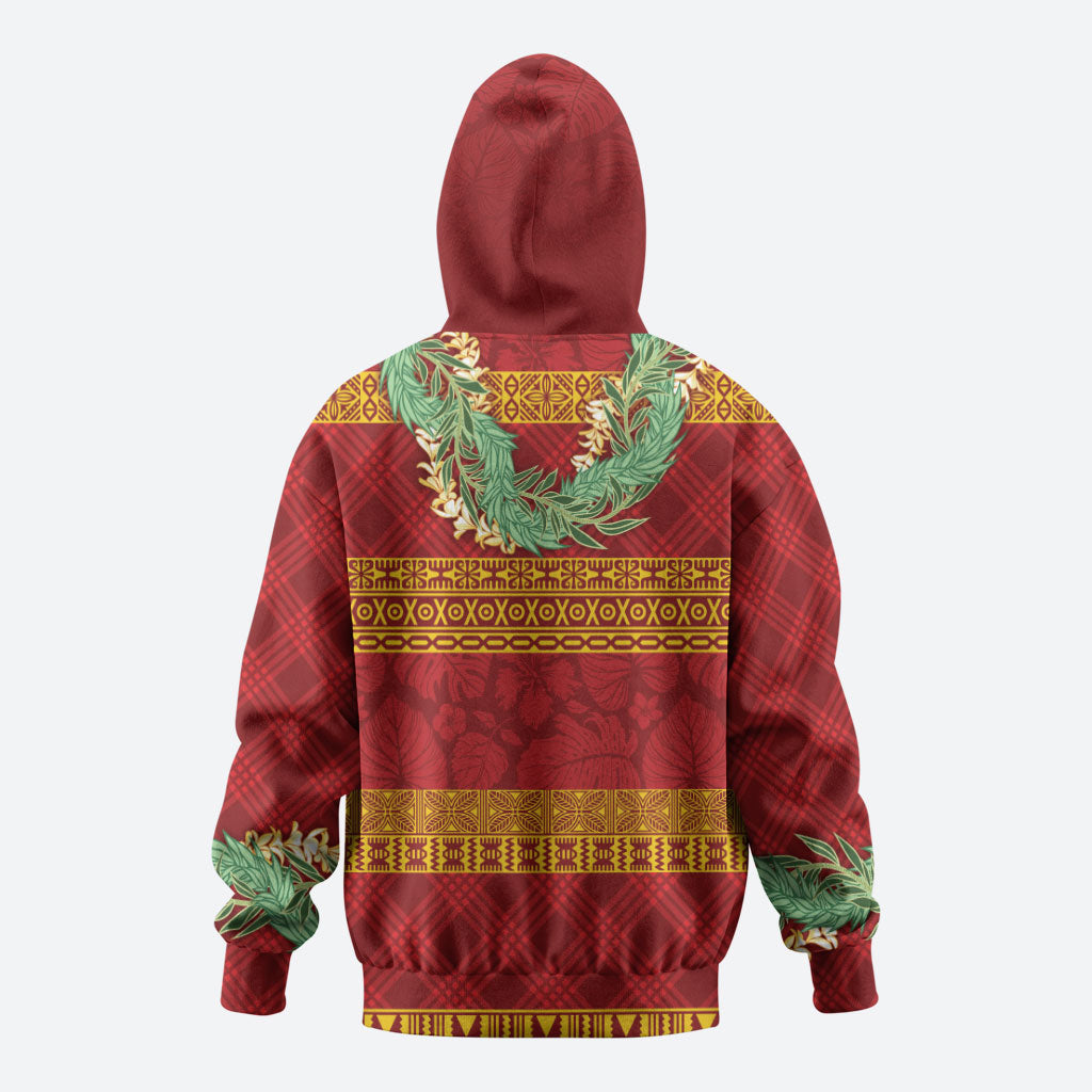 Hawai'i Paniolo Maile Twisted Lei Zip Hoodie Hilo Royal Red LT7 - Polynesian Pride
