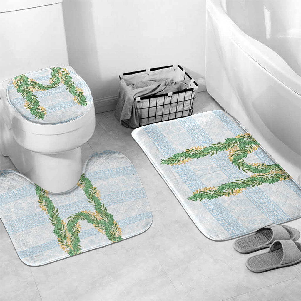 Hawai'i Paniolo Maile Twisted Lei Bathroom Set Winter White LT7 Mat Set Only (3 pcs) One Size White - Polynesian Pride