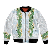 Hawai'i Paniolo Maile Twisted Lei Bomber Jacket Winter White LT7 Unisex White - Polynesian Pride