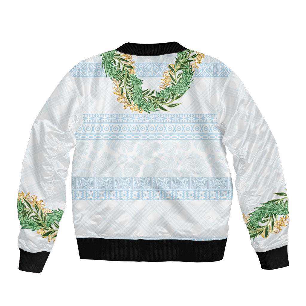 Hawai'i Paniolo Maile Twisted Lei Bomber Jacket Winter White LT7 - Polynesian Pride
