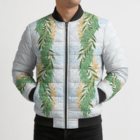 Hawai'i Paniolo Maile Twisted Lei Bomber Puffer Jacket Winter White LT7 - Polynesian Pride