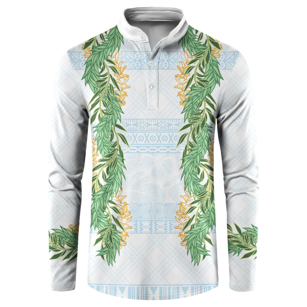 Hawai'i Paniolo Maile Twisted Lei Button Sweatshirt Winter White LT7 White - Polynesian Pride