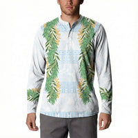 Hawai'i Paniolo Maile Twisted Lei Button Sweatshirt Winter White LT7 - Polynesian Pride
