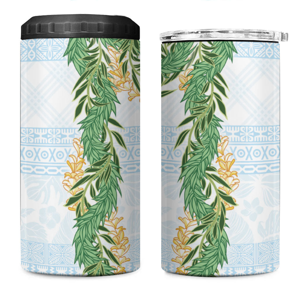 Hawai'i Paniolo Maile Twisted Lei 4 in 1 Can Cooler Tumbler Winter White LT7 One Size: 16 oz White - Polynesian Pride