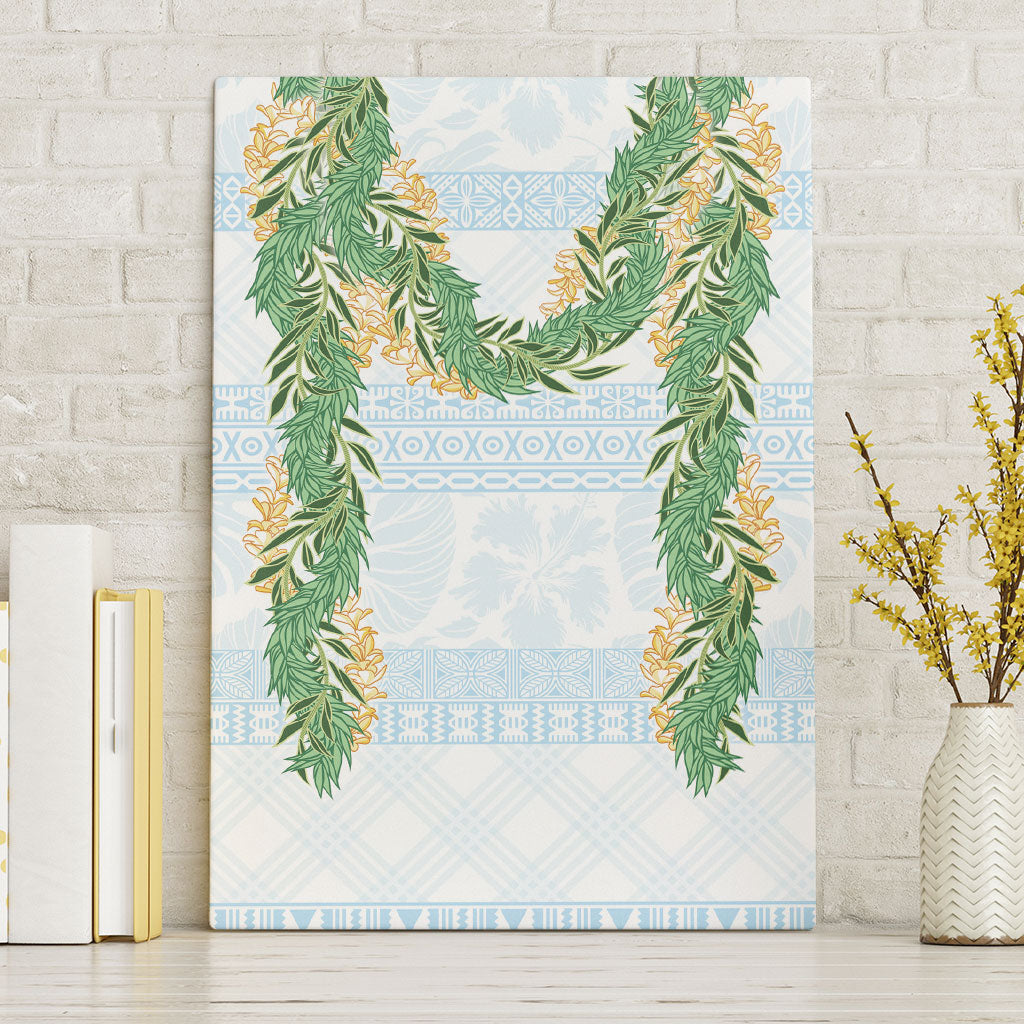 Hawai'i Paniolo Maile Twisted Lei Canvas Wall Art Winter White LT7 Without Frame White - Polynesian Pride