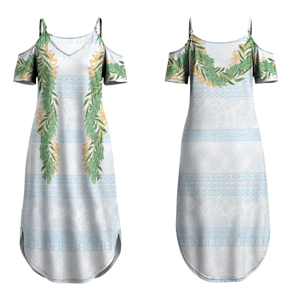 Hawai'i Paniolo Maile Twisted Lei Couples Matching Summer Maxi Dress and Long Sleeve Button Shirt Winter White LT7 - Polynesian Pride