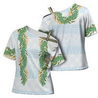 Hawai'i Paniolo Maile Twisted Lei Cross Shoulder Shirt Winter White LT7 - Polynesian Pride
