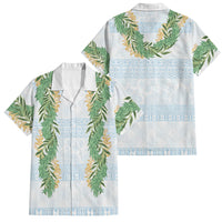 Hawai'i Paniolo Maile Twisted Lei Family Matching Off The Shoulder Long Sleeve Dress and Hawaiian Shirt Winter White LT7 Dad's Shirt - Short Sleeve White - Polynesian Pride