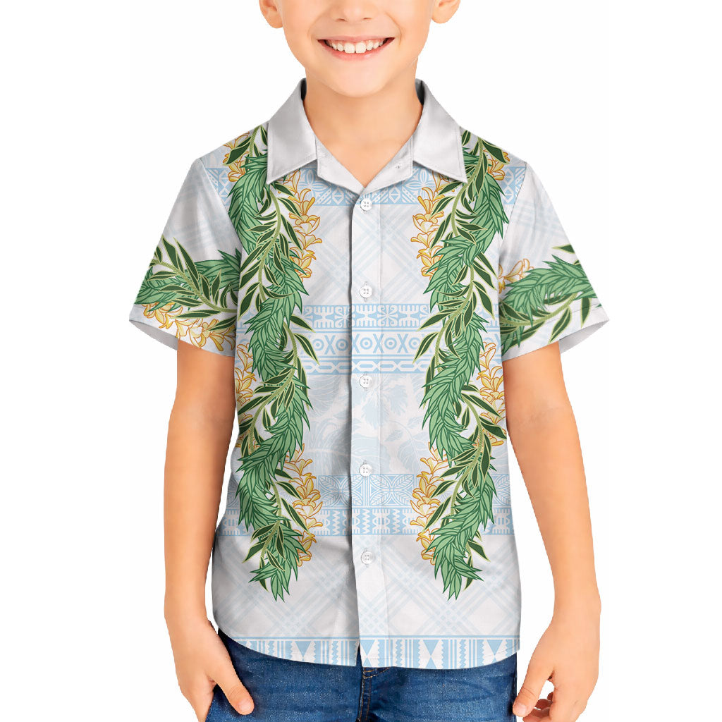Hawai'i Paniolo Maile Twisted Lei Hawaiian Shirt Winter White LT7 - Polynesian Pride