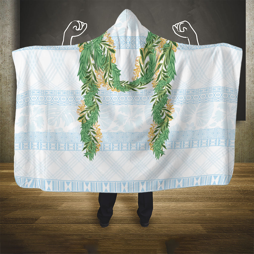 Hawai'i Paniolo Maile Twisted Lei Hooded Blanket Winter White LT7 - Polynesian Pride