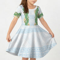 Hawai'i Paniolo Maile Twisted Lei Kid Short Sleeve Dress Winter White LT7 KID White - Polynesian Pride
