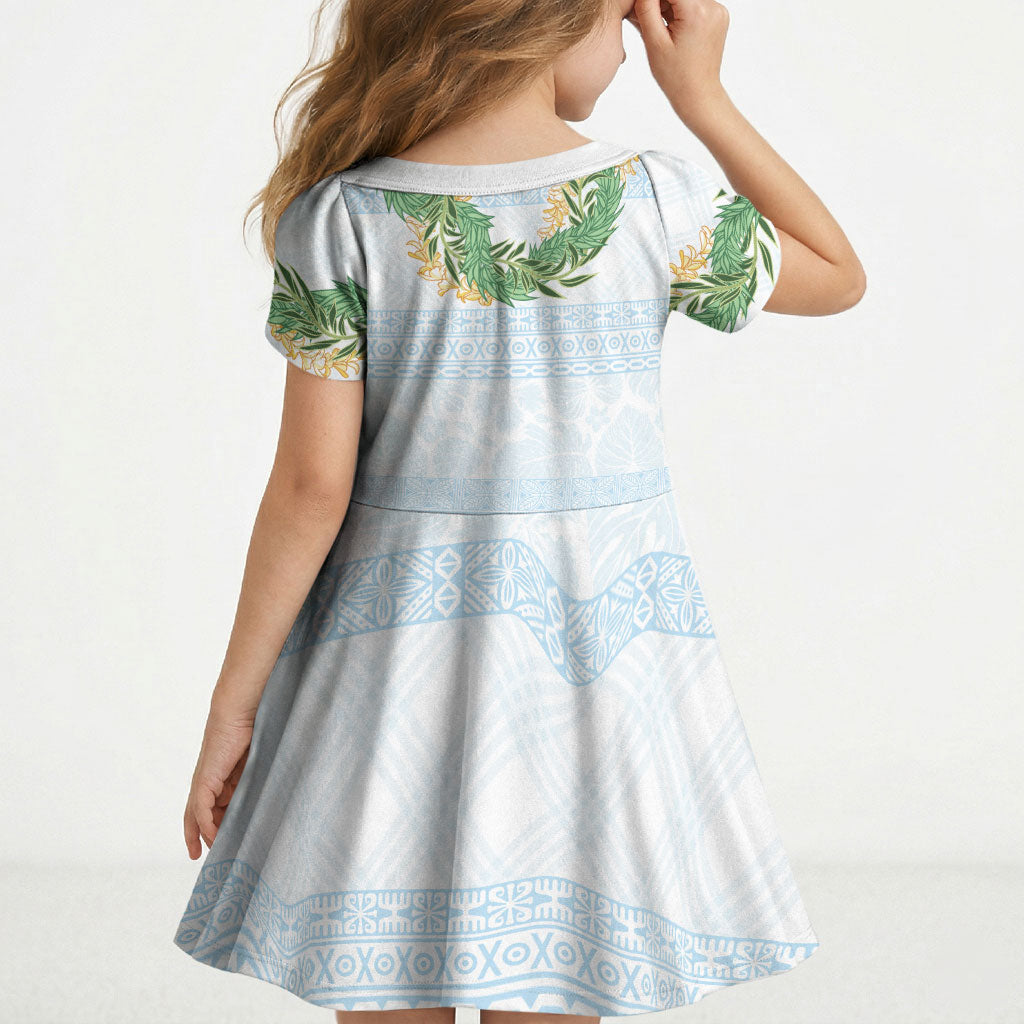 Hawai'i Paniolo Maile Twisted Lei Kid Short Sleeve Dress Winter White LT7 - Polynesian Pride