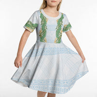 Hawai'i Paniolo Maile Twisted Lei Kid Short Sleeve Dress Winter White LT7 - Polynesian Pride