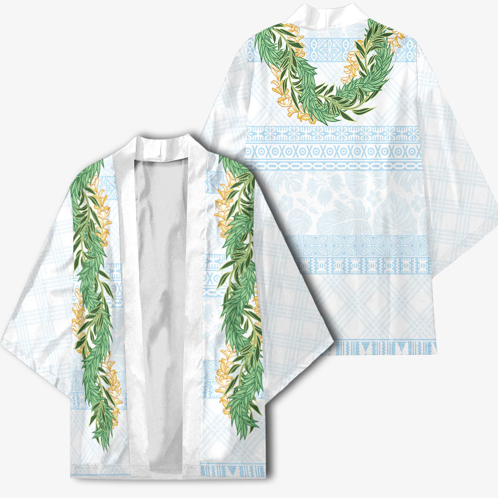 Hawai'i Paniolo Maile Twisted Lei Kimono Winter White LT7 - Polynesian Pride