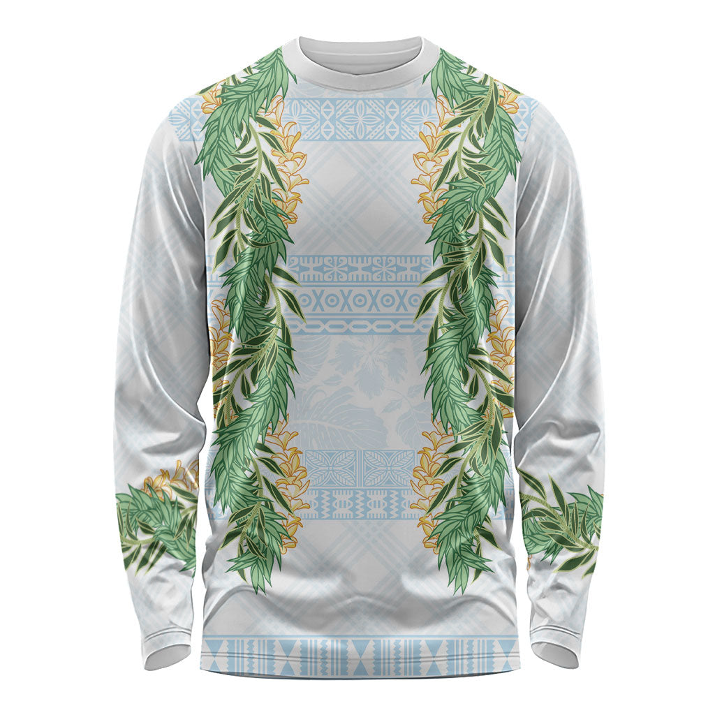Hawai'i Paniolo Maile Twisted Lei Long Sleeve Shirt Winter White LT7 Unisex White - Polynesian Pride