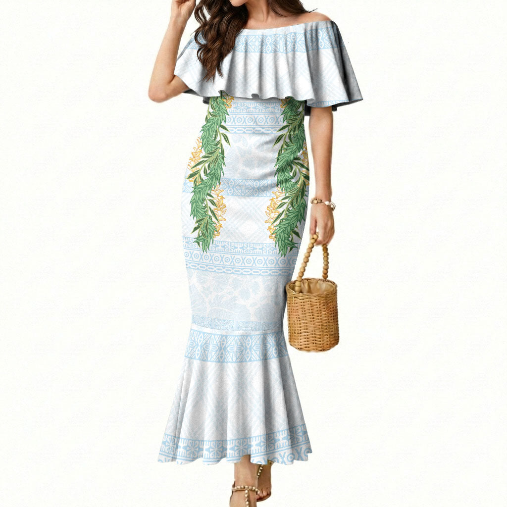 Hawai'i Paniolo Maile Twisted Lei Mermaid Dress Winter White LT7 Women White - Polynesian Pride