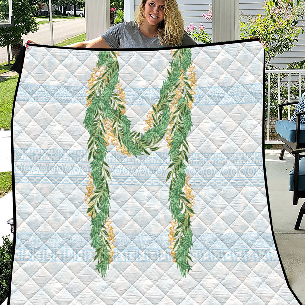 Hawai'i Paniolo Maile Twisted Lei Quilt Winter White LT7 White - Polynesian Pride