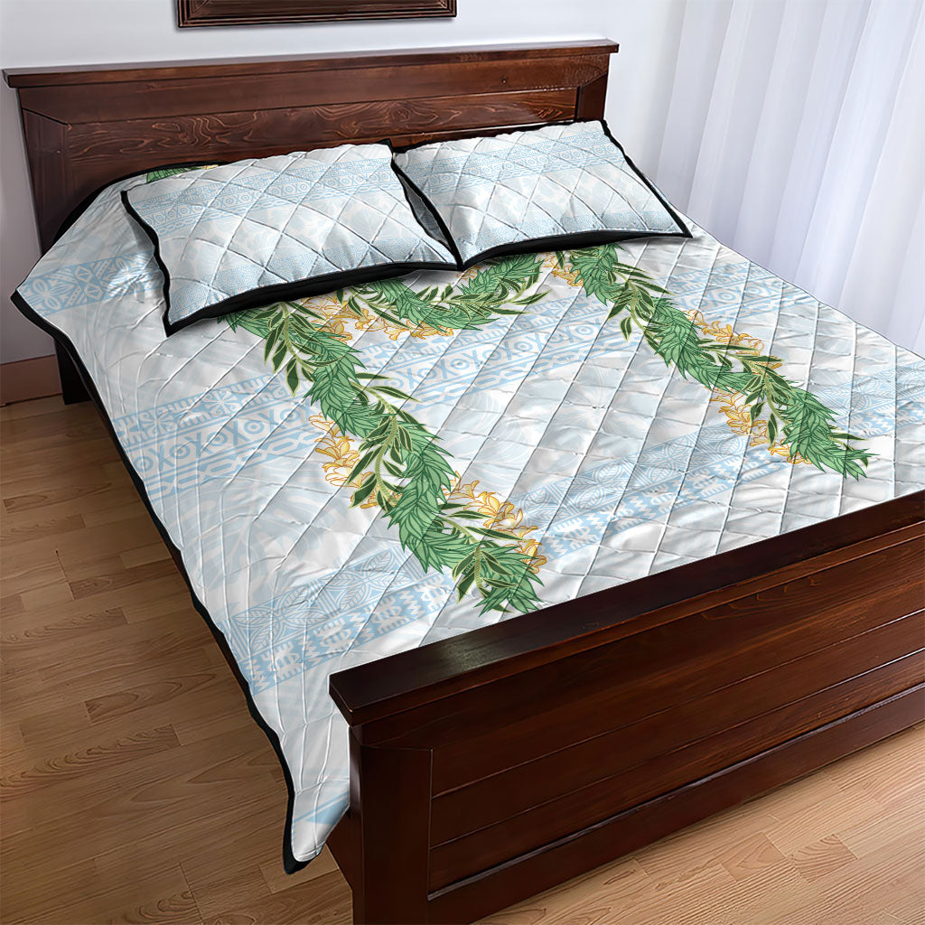 Hawai'i Paniolo Maile Twisted Lei Quilt Bed Set Winter White LT7 - Polynesian Pride
