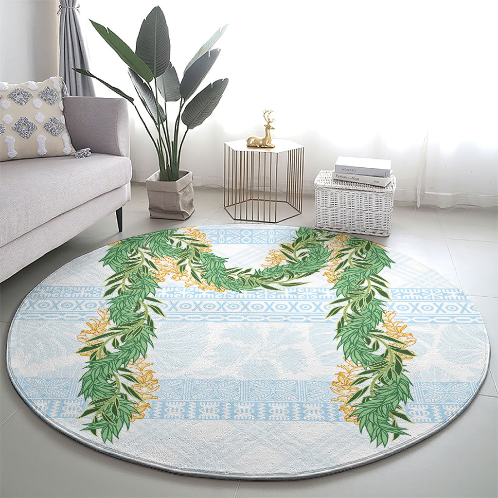 Hawai'i Paniolo Maile Twisted Lei Round Carpet Winter White LT7 - Polynesian Pride