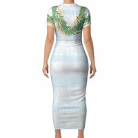 Hawai'i Paniolo Maile Twisted Lei Short Sleeve Bodycon Dress Winter White LT7 - Polynesian Pride
