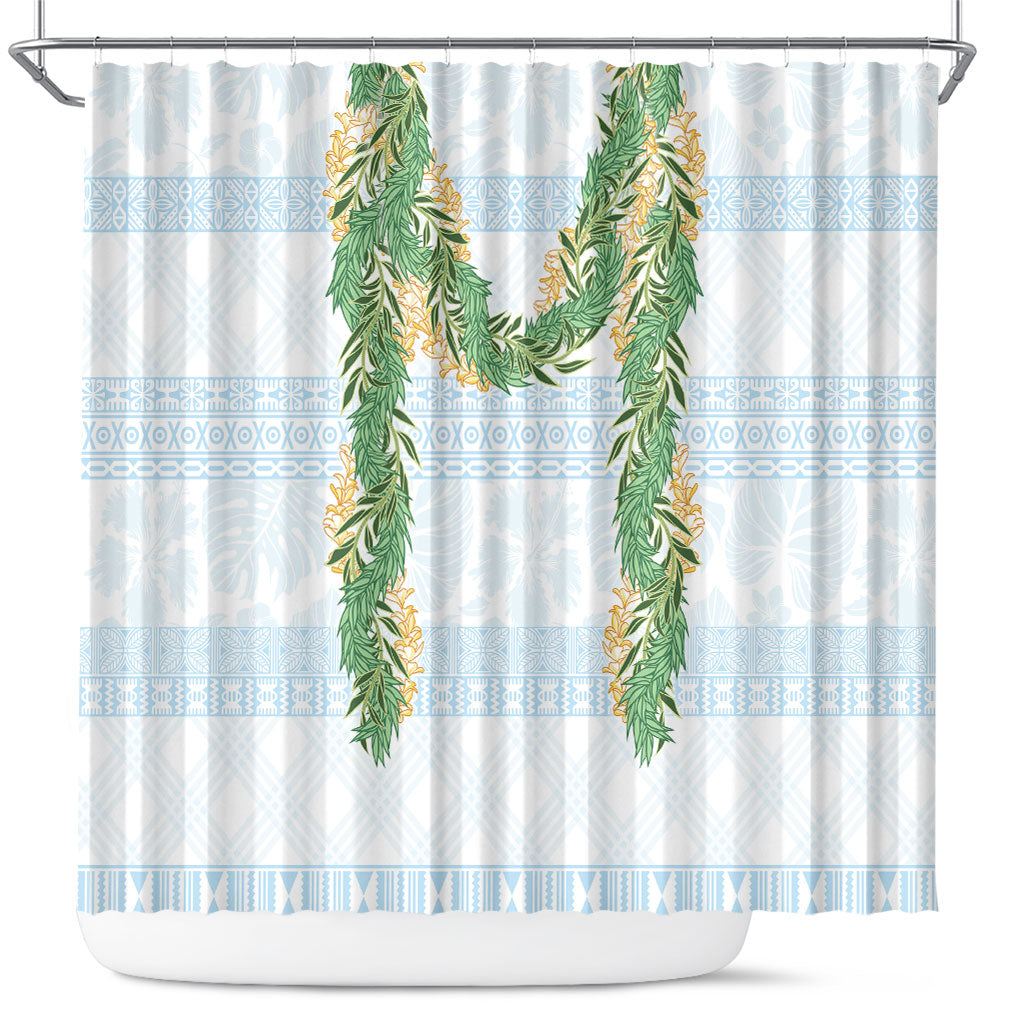 Hawai'i Paniolo Maile Twisted Lei Shower Curtain Winter White LT7 White - Polynesian Pride