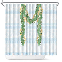 Hawai'i Paniolo Maile Twisted Lei Shower Curtain Winter White LT7 White - Polynesian Pride
