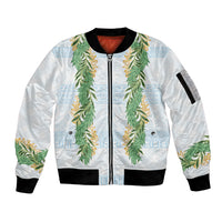 Hawai'i Paniolo Maile Twisted Lei Sleeve Zip Bomber Jacket Winter White LT7 Unisex White - Polynesian Pride