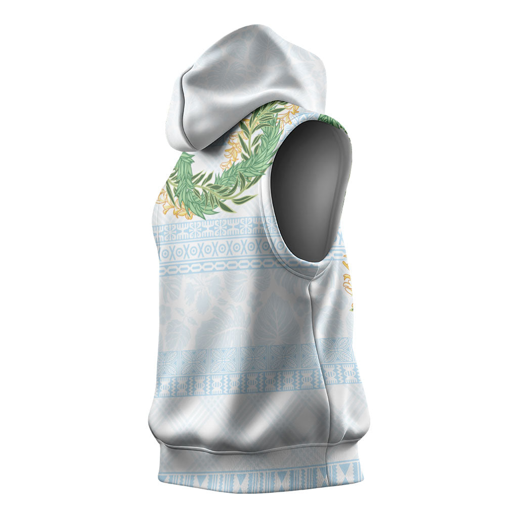 Hawai'i Paniolo Maile Twisted Lei Sleeveless Hoodie Winter White LT7 - Polynesian Pride