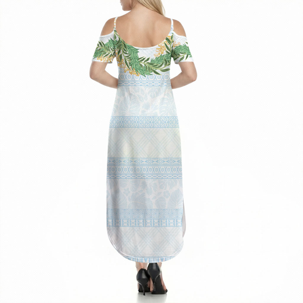 Hawai'i Paniolo Maile Twisted Lei Summer Maxi Dress Winter White LT7 - Polynesian Pride
