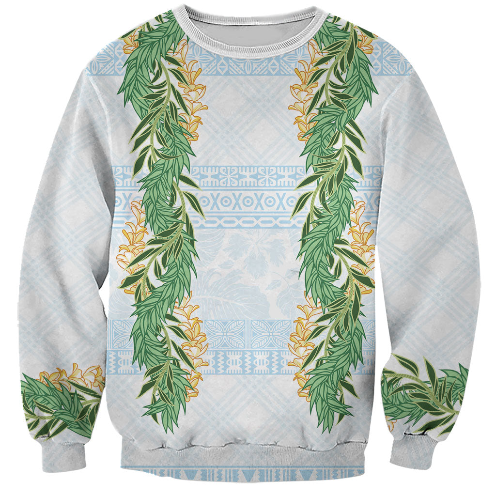 Hawai'i Paniolo Maile Twisted Lei Sweatshirt Winter White LT7 Unisex White - Polynesian Pride