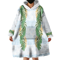 Hawai'i Paniolo Maile Twisted Lei Wearable Blanket Hoodie Winter White LT7 - Polynesian Pride