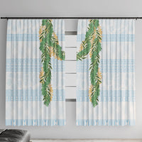 Hawai'i Paniolo Maile Twisted Lei Window Curtain Winter White LT7 With Hooks White - Polynesian Pride