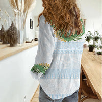 Hawai'i Paniolo Maile Twisted Lei Women Casual Shirt Winter White LT7 - Polynesian Pride