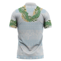 Hawai'i Paniolo Maile Twisted Lei Zipper Polo Shirt Winter White LT7 - Polynesian Pride