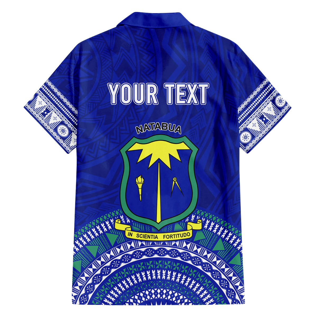 Personalised Fiji Natabua High School Family Matching Off Shoulder Maxi Dress and Hawaiian Shirt Kaviti Tapa Mix Colors Proud NHS LT7 - Polynesian Pride