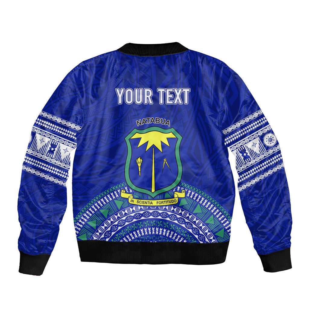 Personalised Fiji Natabua High School Sleeve Zip Bomber Jacket Kaviti Tapa Mix Colors Proud NHS LT7 - Polynesian Pride