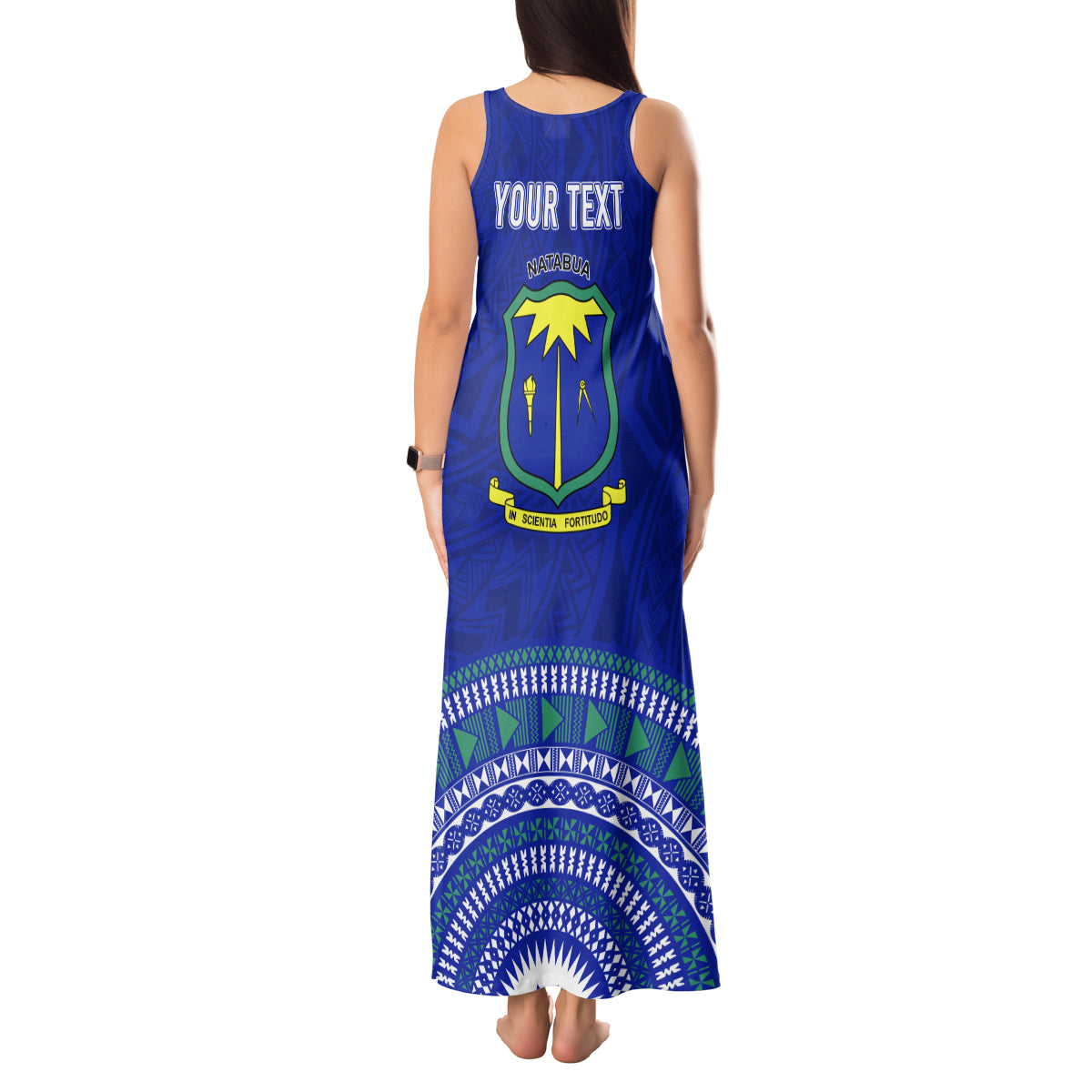 Personalised Fiji Natabua High School Tank Maxi Dress Kaviti Tapa Mix Colors Proud NHS LT7 - Polynesian Pride