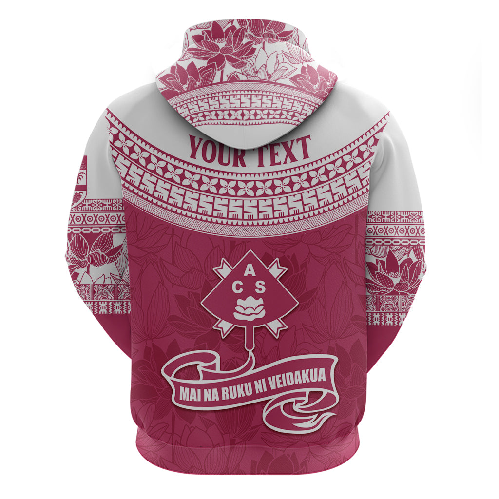 Personalised Fiji Adi Cakobau School Hoodie ACS Old Girls Lotus Mix Masi LT7 - Polynesian Pride