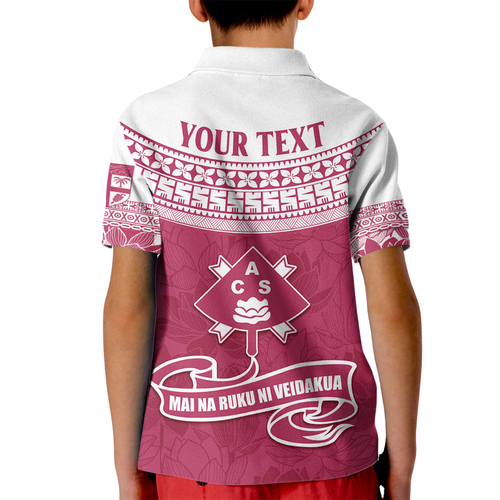 Personalised Fiji Adi Cakobau School Kid Polo Shirt ACS Old Girls Lotus Mix Masi LT7 - Polynesian Pride