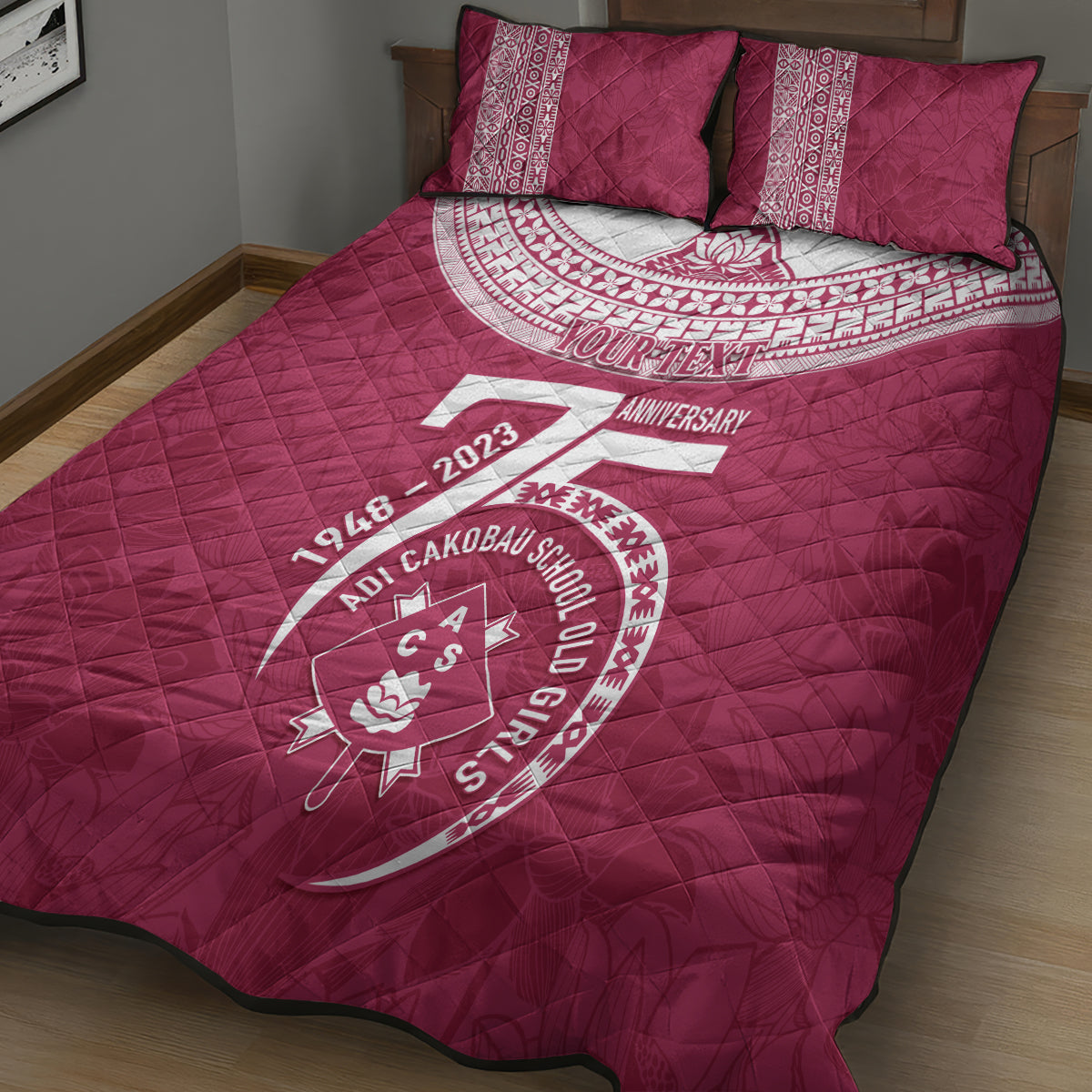 Personalised Fiji Adi Cakobau School Quilt Bed Set ACS Old Girls Lotus Mix Masi LT7 - Polynesian Pride