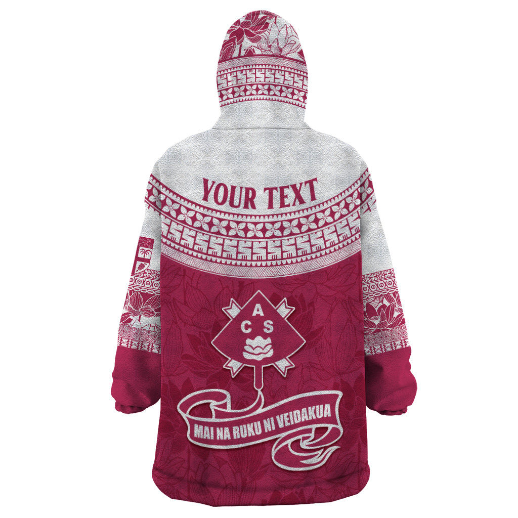 Personalised Fiji Adi Cakobau School Wearable Blanket Hoodie ACS Old Girls Lotus Mix Masi LT7 - Polynesian Pride