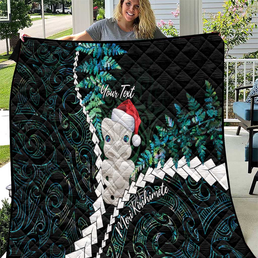 New Zealand Personalised Quilt Meri Kirihimete Kowhaiwhai Mix Paua Shell - Emerald LT7 Green - Polynesian Pride