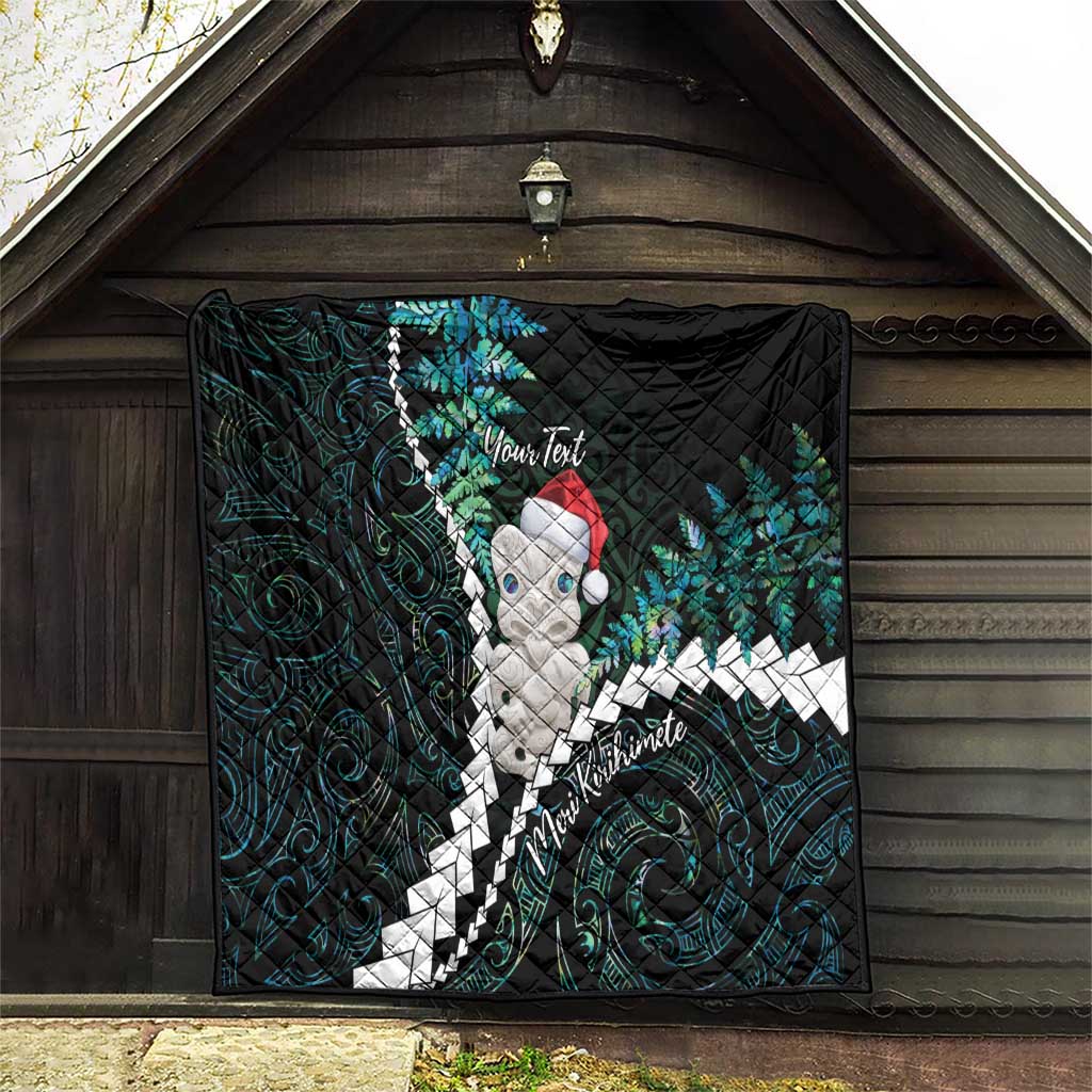 New Zealand Personalised Quilt Meri Kirihimete Kowhaiwhai Mix Paua Shell - Emerald LT7 - Polynesian Pride