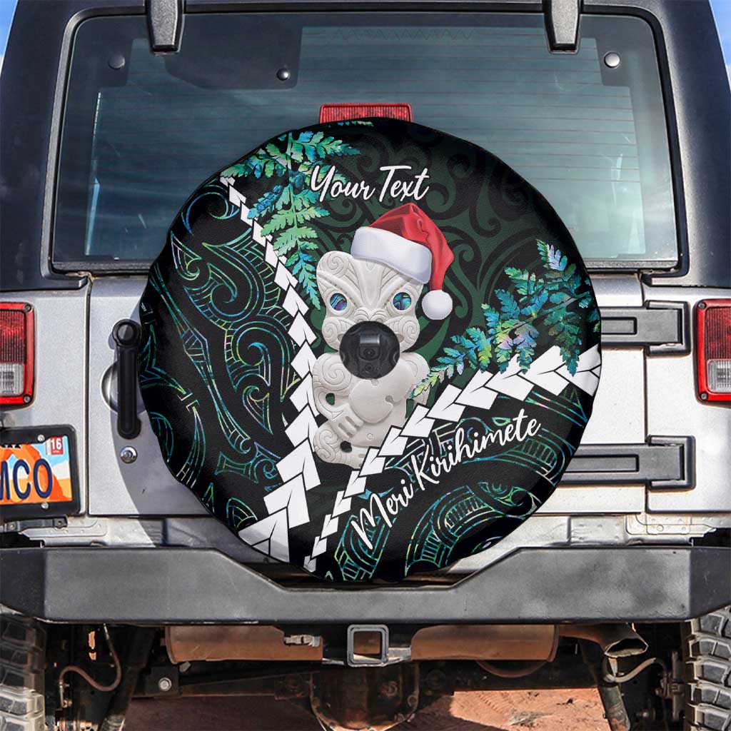 New Zealand Personalised Spare Tire Cover Meri Kirihimete Kowhaiwhai Mix Paua Shell - Emerald LT7 Green - Polynesian Pride